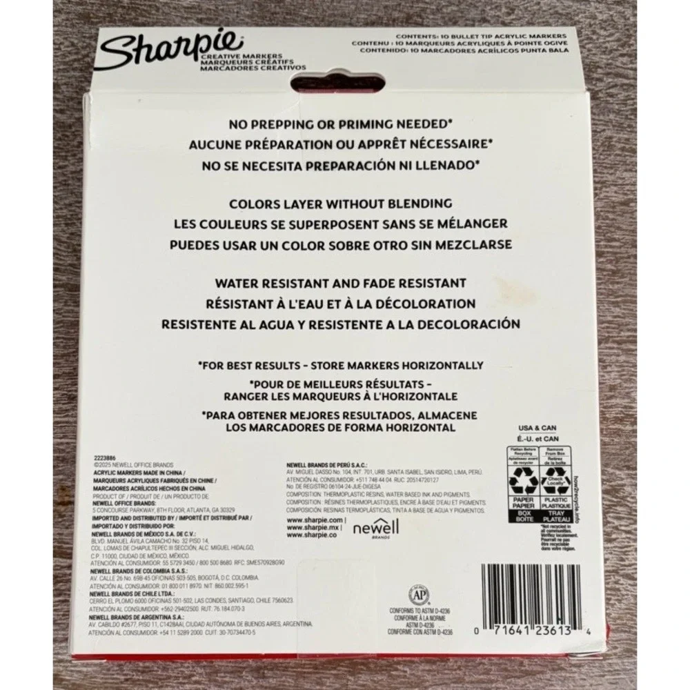 New Sharpie Creative Markers Bullet Tip Acrylic Markers 10 Count Limited Edition